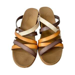 SoftMoc Hillary Multicolor Leather Cork Wedge Sandals Womens 9 Comfort
